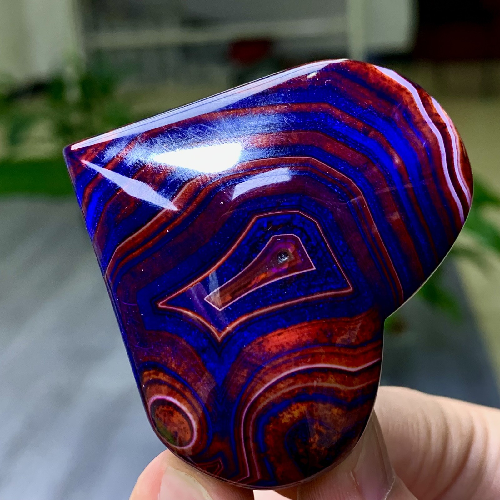 92G Natural colored striped agate crystal mineral heart shape