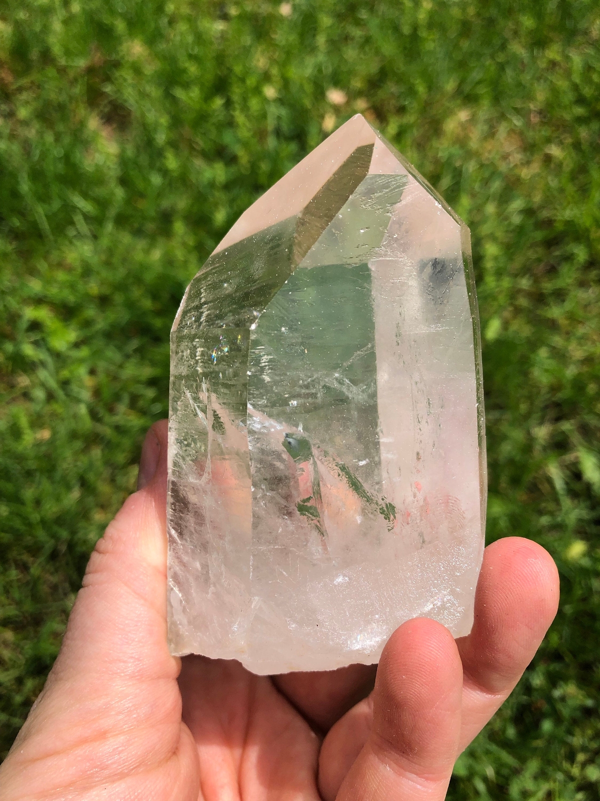 Raw Lemurian Quartz Crystal Point, Natural Lemurian Quartz from Brazil