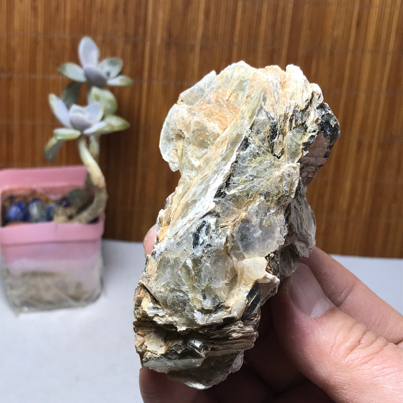 Natural Yellow mica lepidolite crystal specimen spiritual restoration 170g A6371
