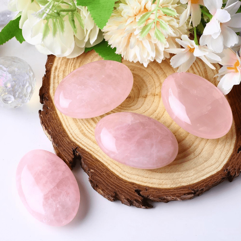 Natural Rose Quartz Crystal Palm Stone Quartz Healing Decor Collect Gift–Lydia