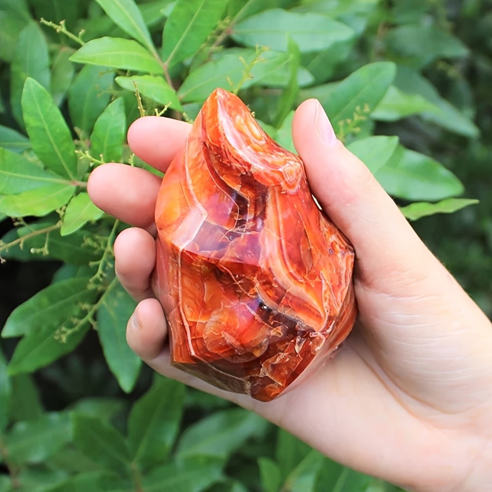 Natural Carnelian Flame Ornament Red Agate Torch Tower Mineral Healing Gift