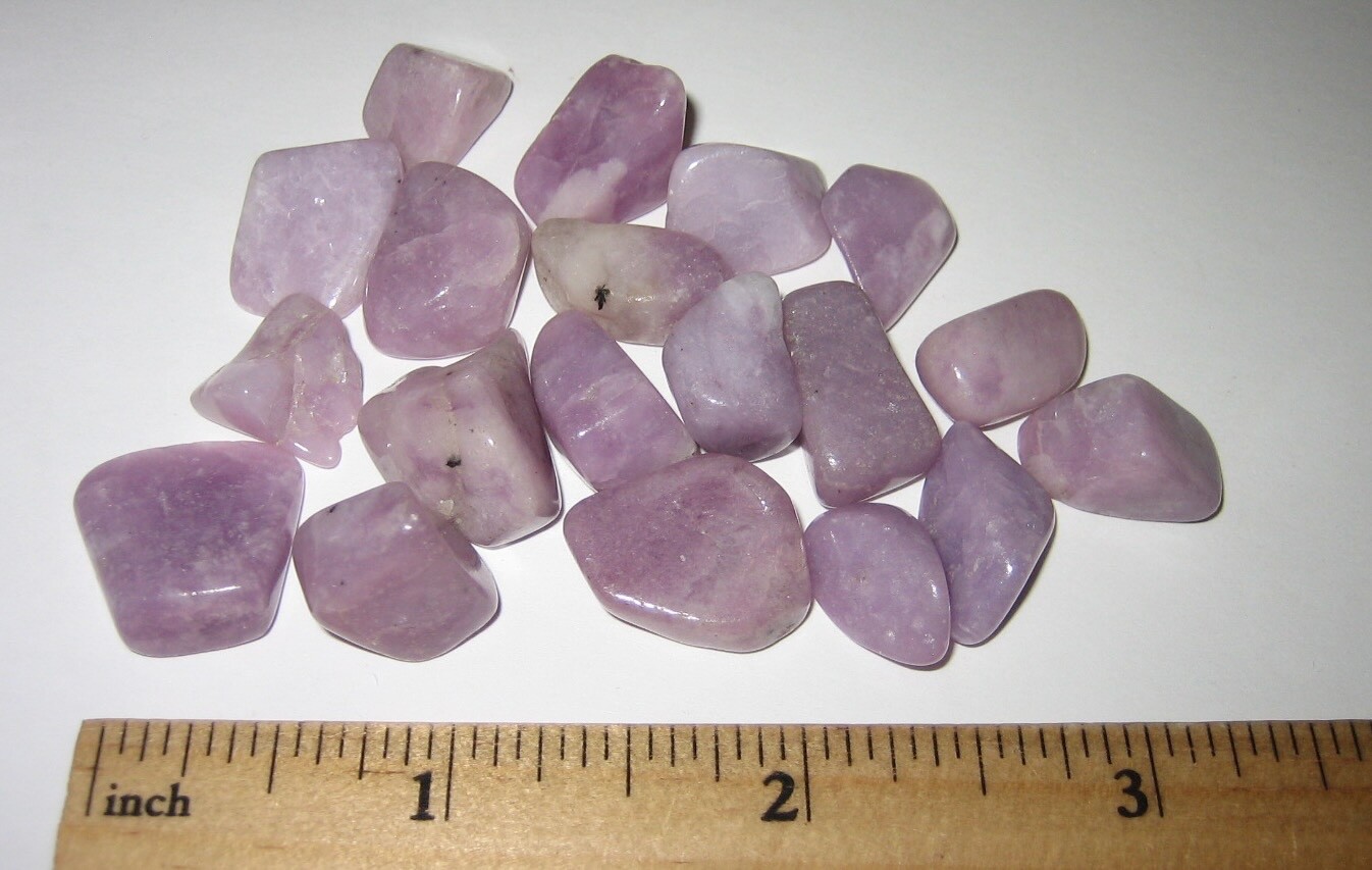 19 TUMBLED POLISHED .2″-.7″ GEL LITHIUM SILICA (PINK LEPIDOLITE) STONES 40.6g *3