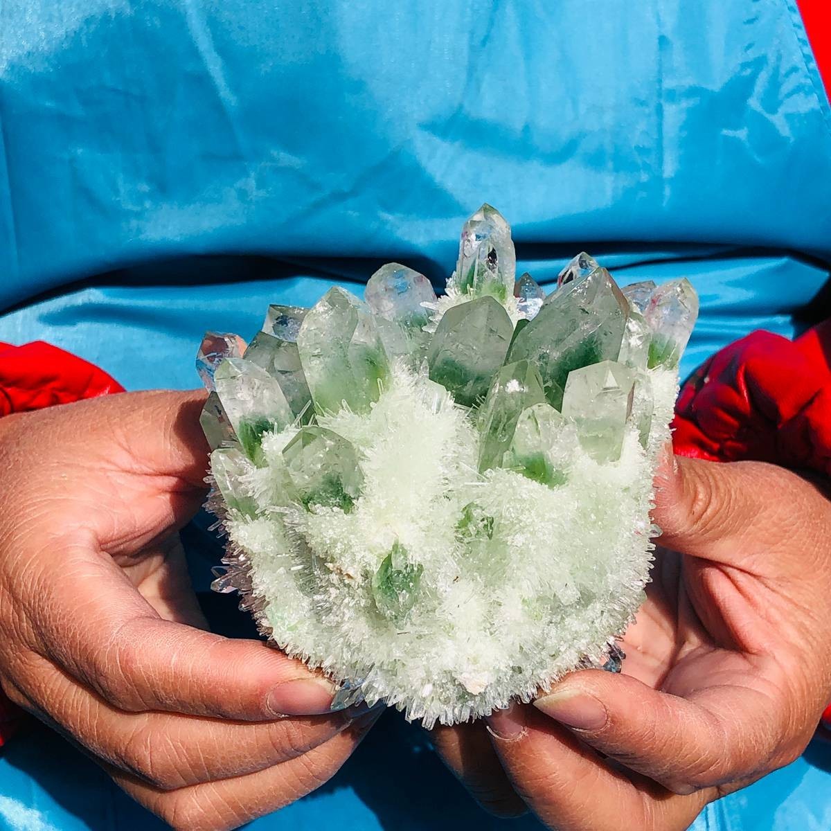 2 piece Lab-Grown Green Crystal Clusters Healing Energy Home Decor 2.61LB