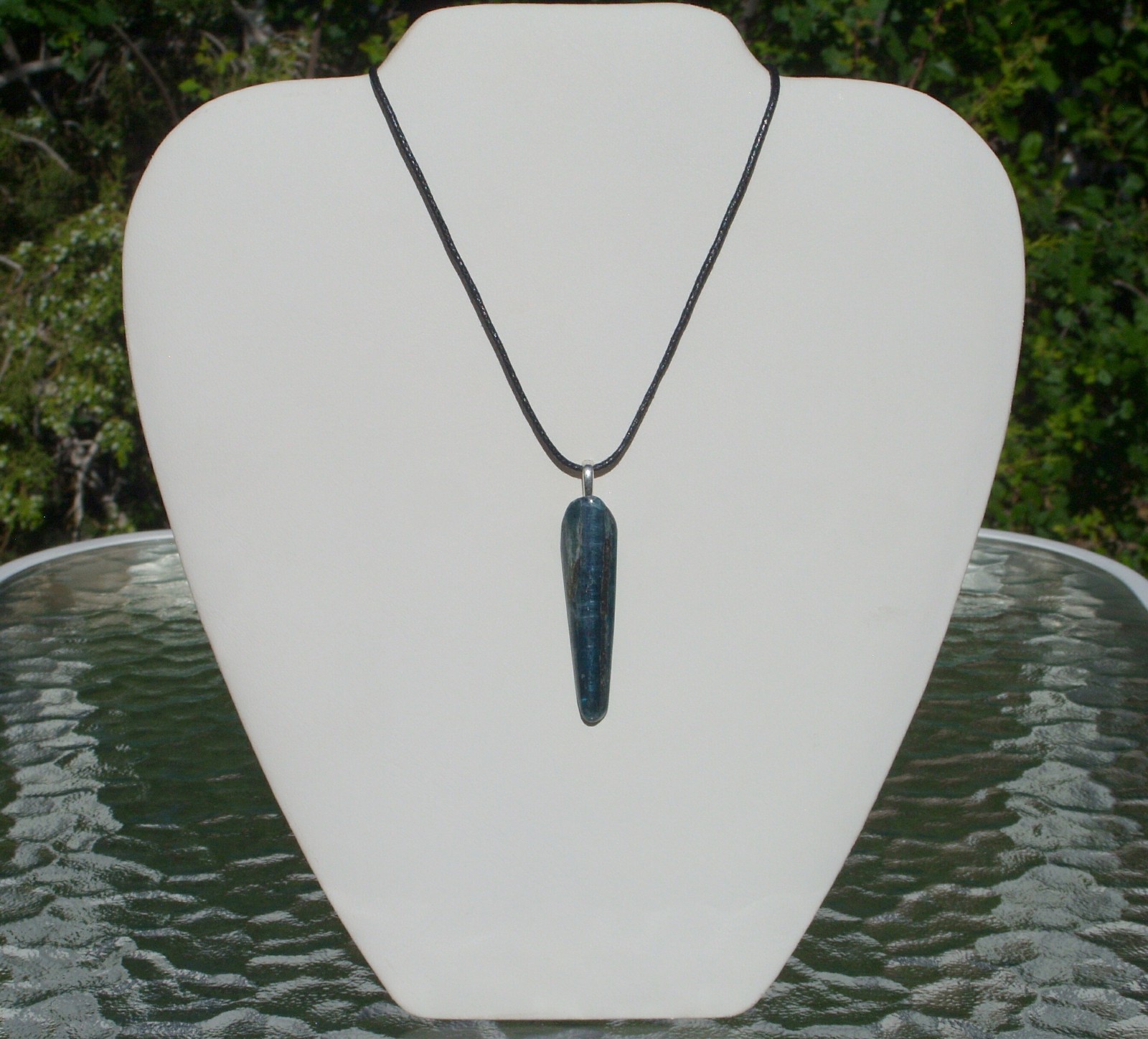 Blue Kyanite Polished Free Form Gem Grade Stone Crystal Pendant Necklace