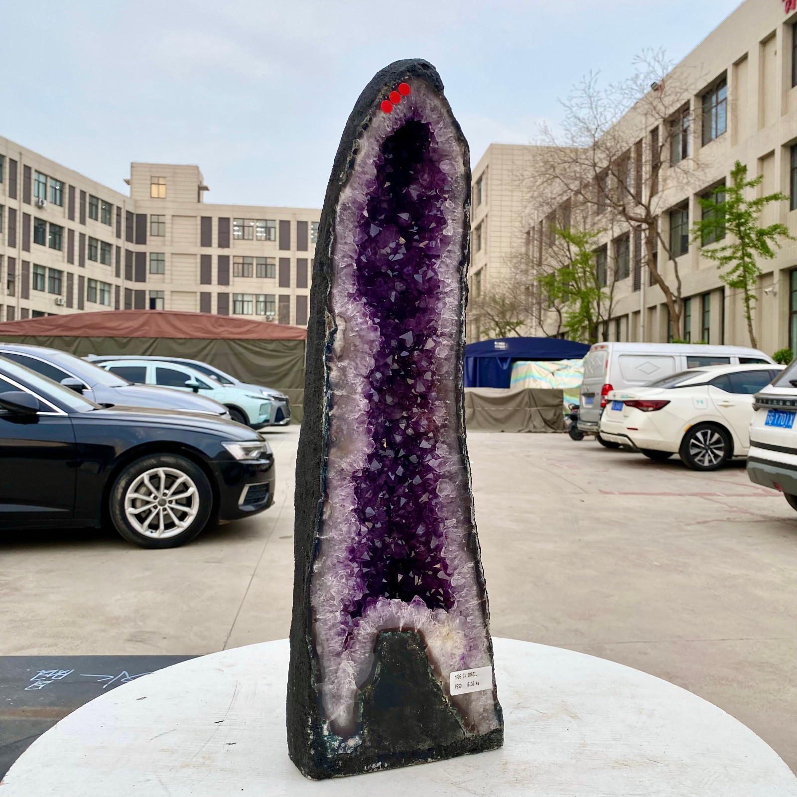 35LB Natural Amethyst Geode Quartz Crystal Cluster Cathedral Energy healing