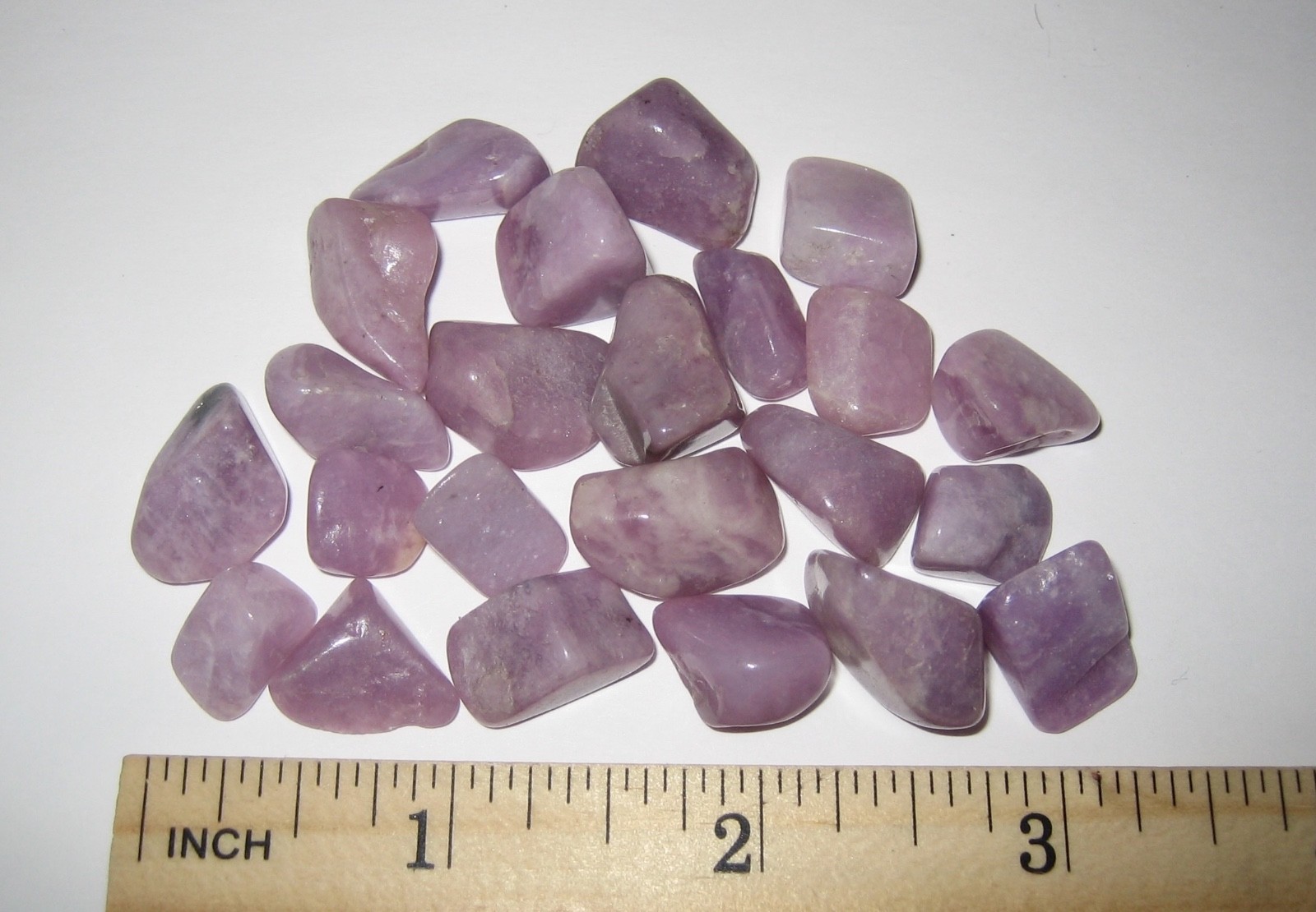 23 TUMBLED POLISHED 0.5-0.65″ GEL LITHIUM SILICA PINK LEPIDOLITE STONES 50.5g *7