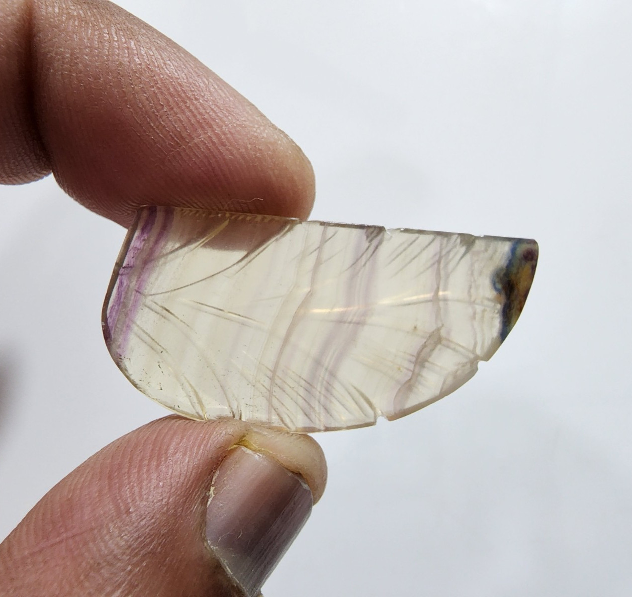 Exquisitely Top Designing Carving Rainbow Fluorite Fancy 43 Crt Loose Gemstone