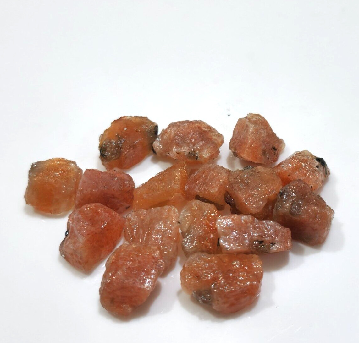 15 Pcs Lot Size 15-17 mm Stunning Orange Sunstone Raw Loose Gemstone For Jewelry