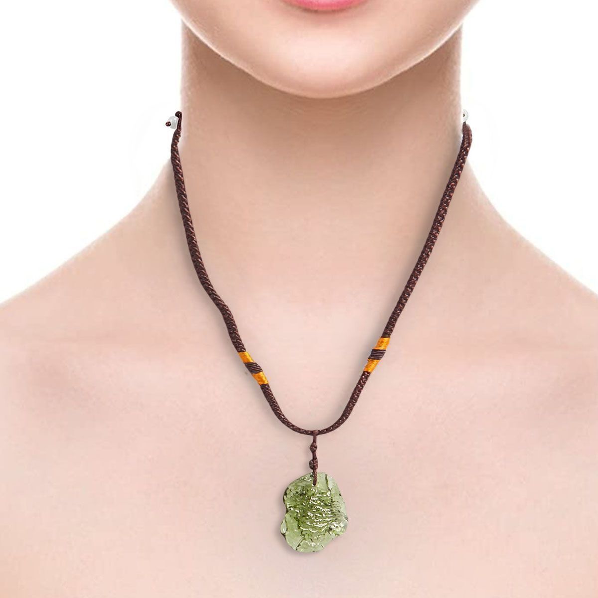 Natural Czech Moldavite Meteorite Impact Pendant Necklace Chakra Healing Green