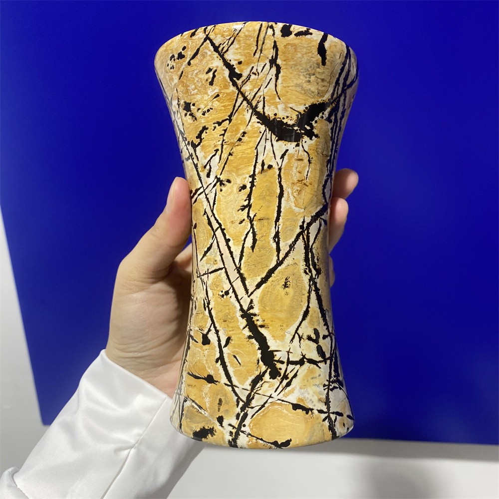 2.4LB 5.9″Natural A+Picture Jasper Vase Crystal Reiki Carving Quartz Decor