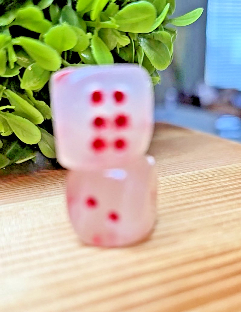 Rose Quartz Dice Set 2pc 0.6″ Pink Crystal Dice Pair Gemstone Gaming Set