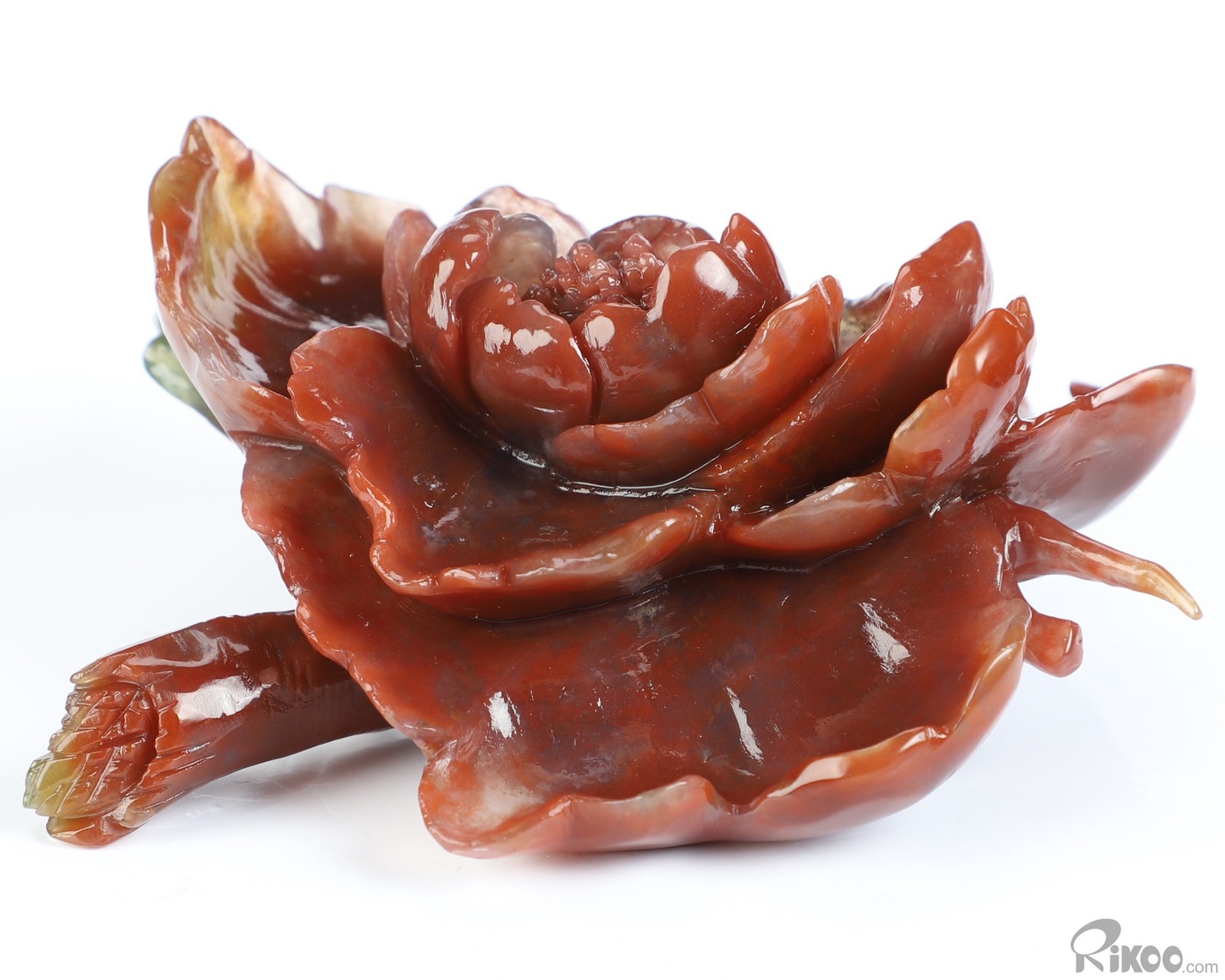 4.7″ Indian Agate Hand Carved Crystal Flower Sculpture, Crystal Healing