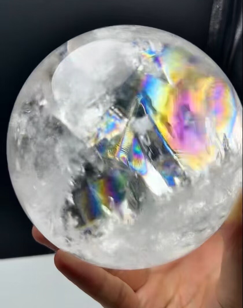 6.5lb Top Natural Rainbow Clear Quartz Sphere Crystal Energy Ball Reiki +Stand