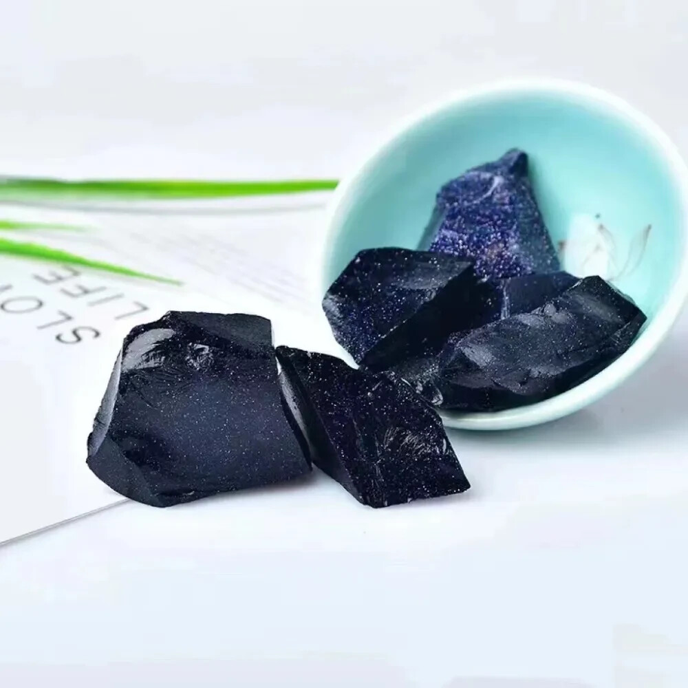3Pcs Blue Goldstone Raw Stone Crystal Mineral Specimen Healing Energy Reiki Gift