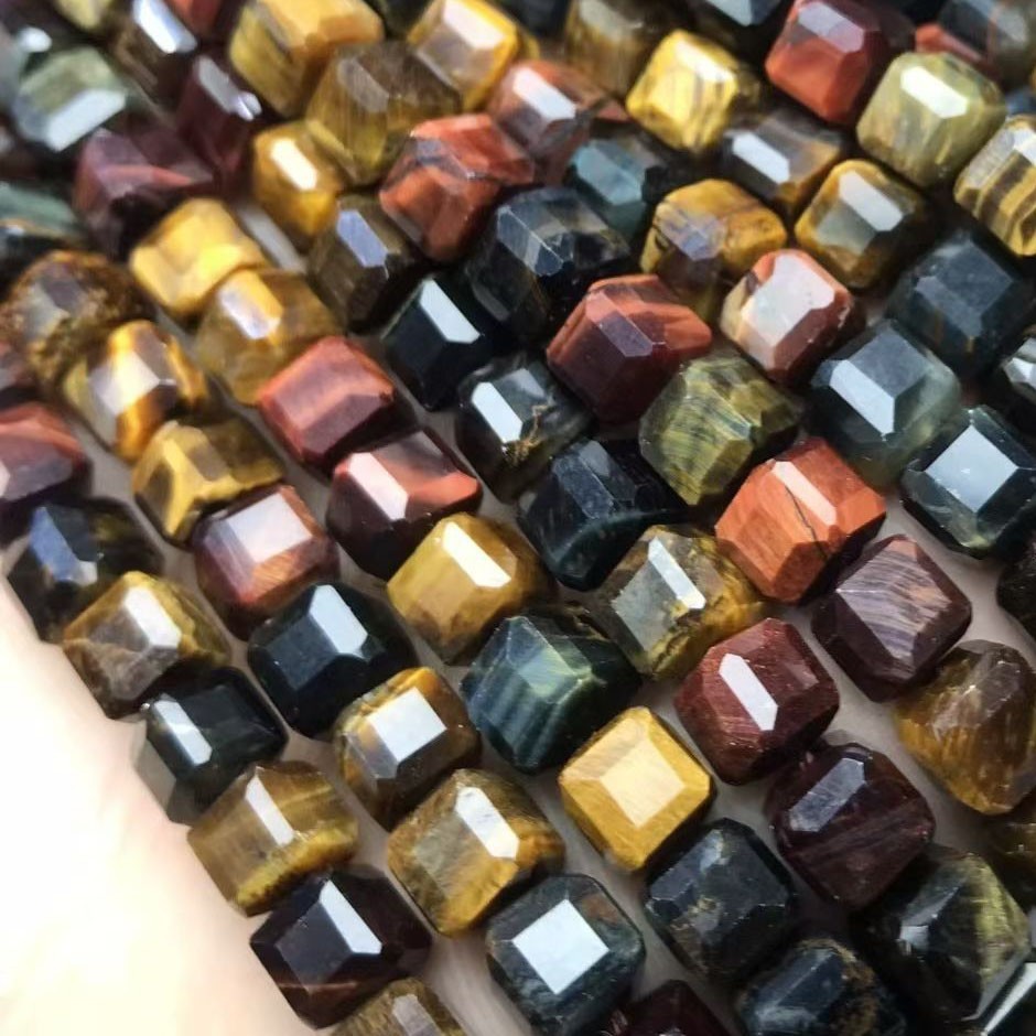 Honeycomb-shaped cubic cut gemstones, multi-colored square loose beads DIY