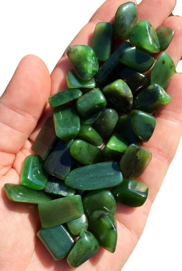 Nephrite Jade Tumbled Stone – Polished Natural Nephrite Jade Crystal, Siberia
