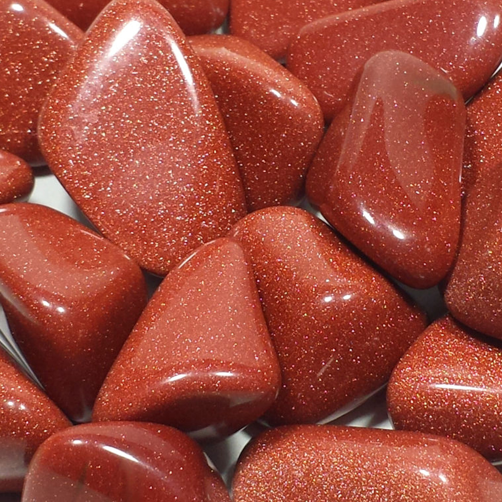 Red Goldstone Tumbled Polished Crystal Stones, Lot of 8 oz, Avg Size 1.25 Inch