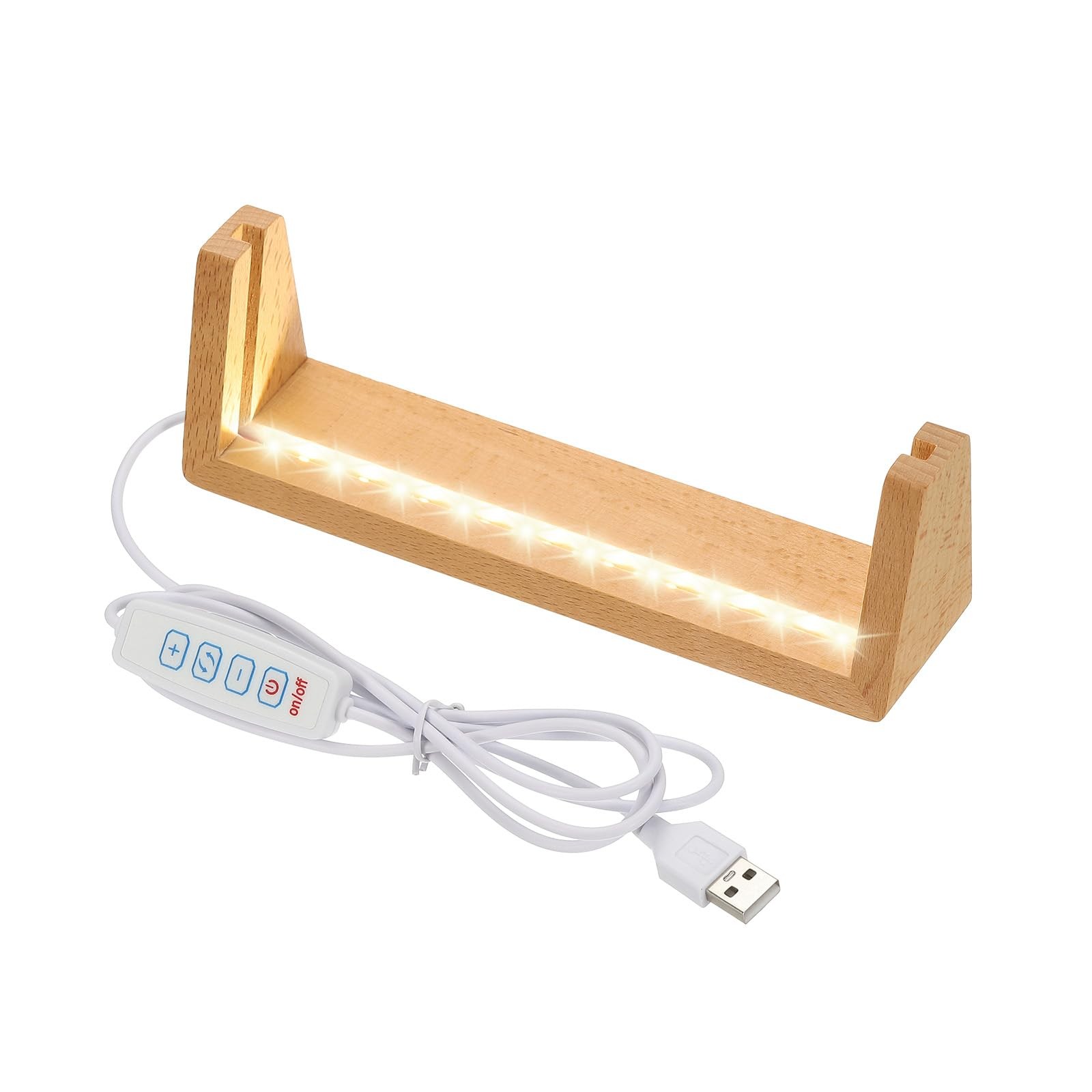 6 Inch Wooden Light Base, Beech Wood Display Stand Table Lighted Lamp Base fo…