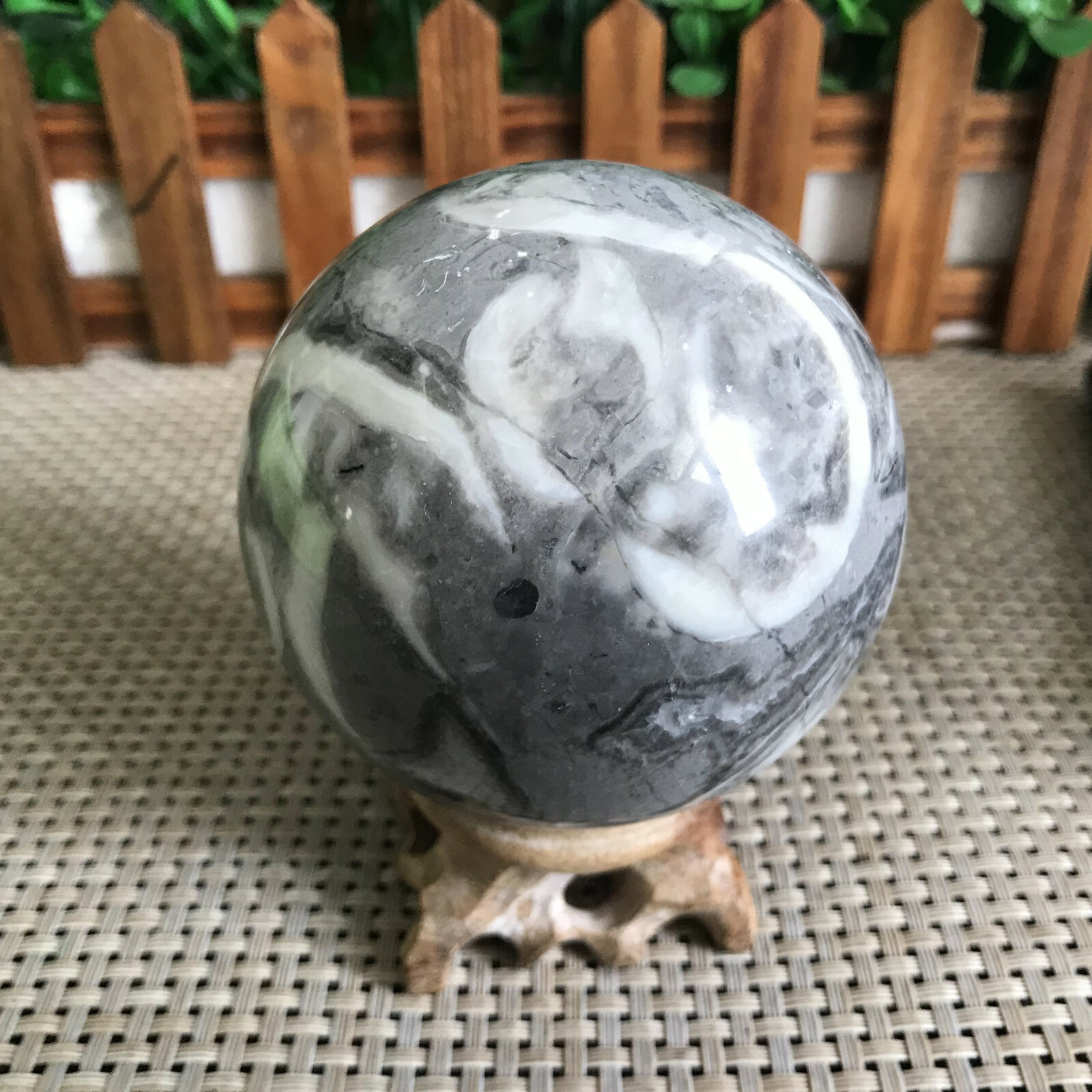 692g beautiful Shell Jasper Thousand Eye Stone Crystal Polished Ball Healing 07