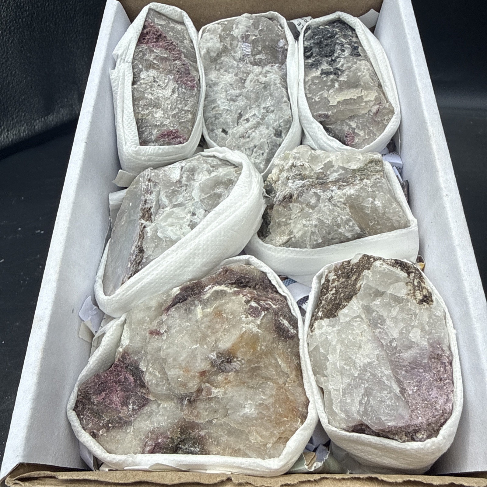 1.75 Lb Natural Pink Tourmaline,Lepidolite, Quartz Flat! Whole Box! Crystals