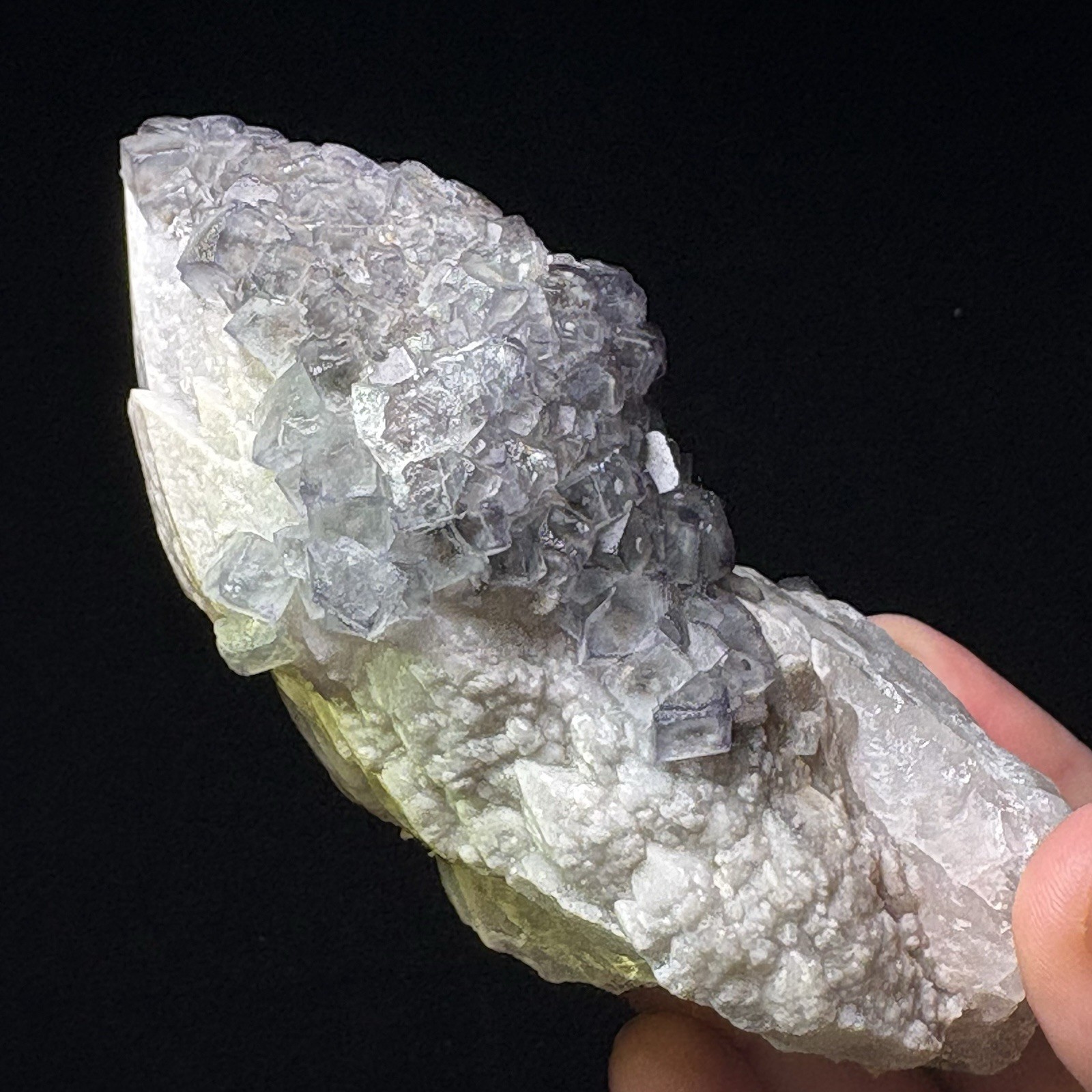 Natural Blue Phantom Fluorite on Candle Quartz Raw Mineral Rare Specimen Large