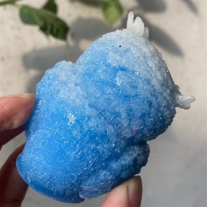 2.5″ Blue Luminous Stone Resin Owl Skull Hand Carved decoration skull Healing