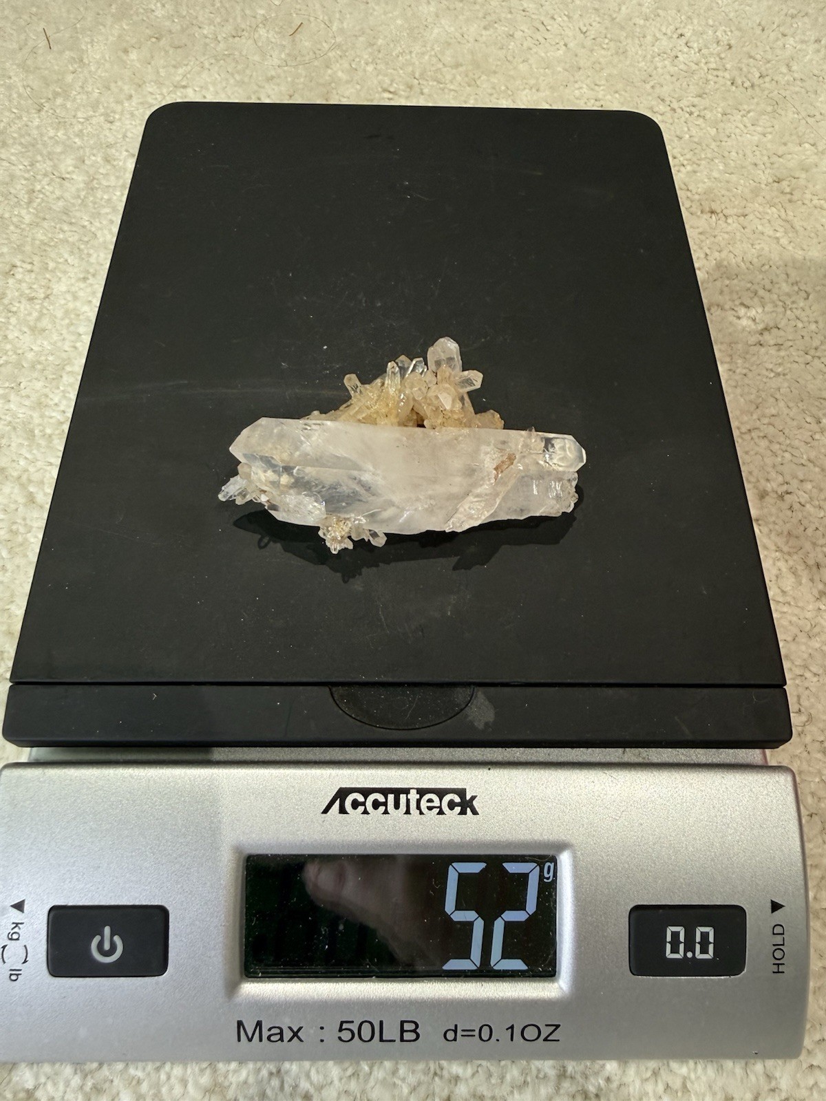 Natural Clear Quartz Crystal Mineral Specimen Cluster Colombia 52g
