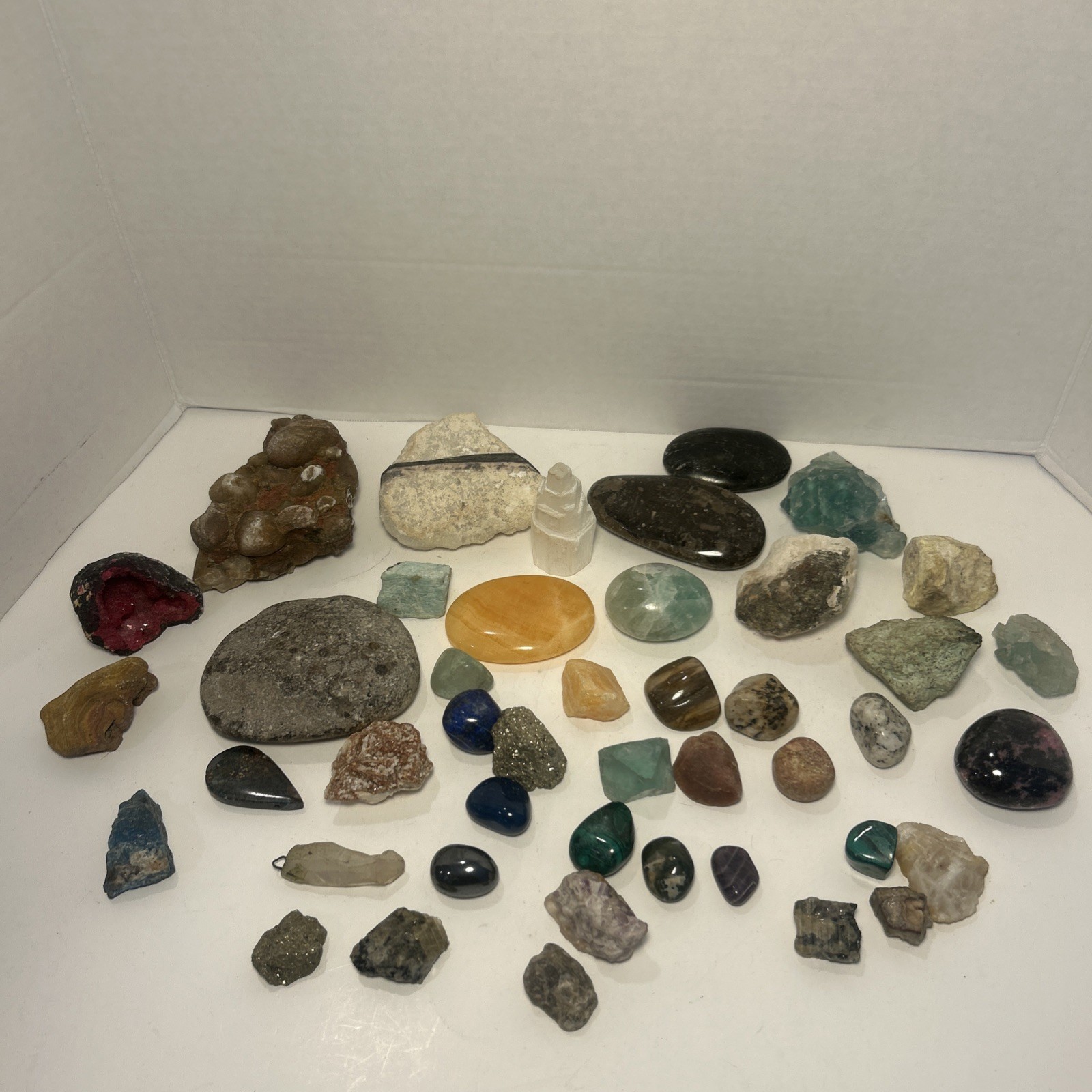6 Mixed Lot Polished Rocks Tumbled Stones Gemstone Mix Tower,