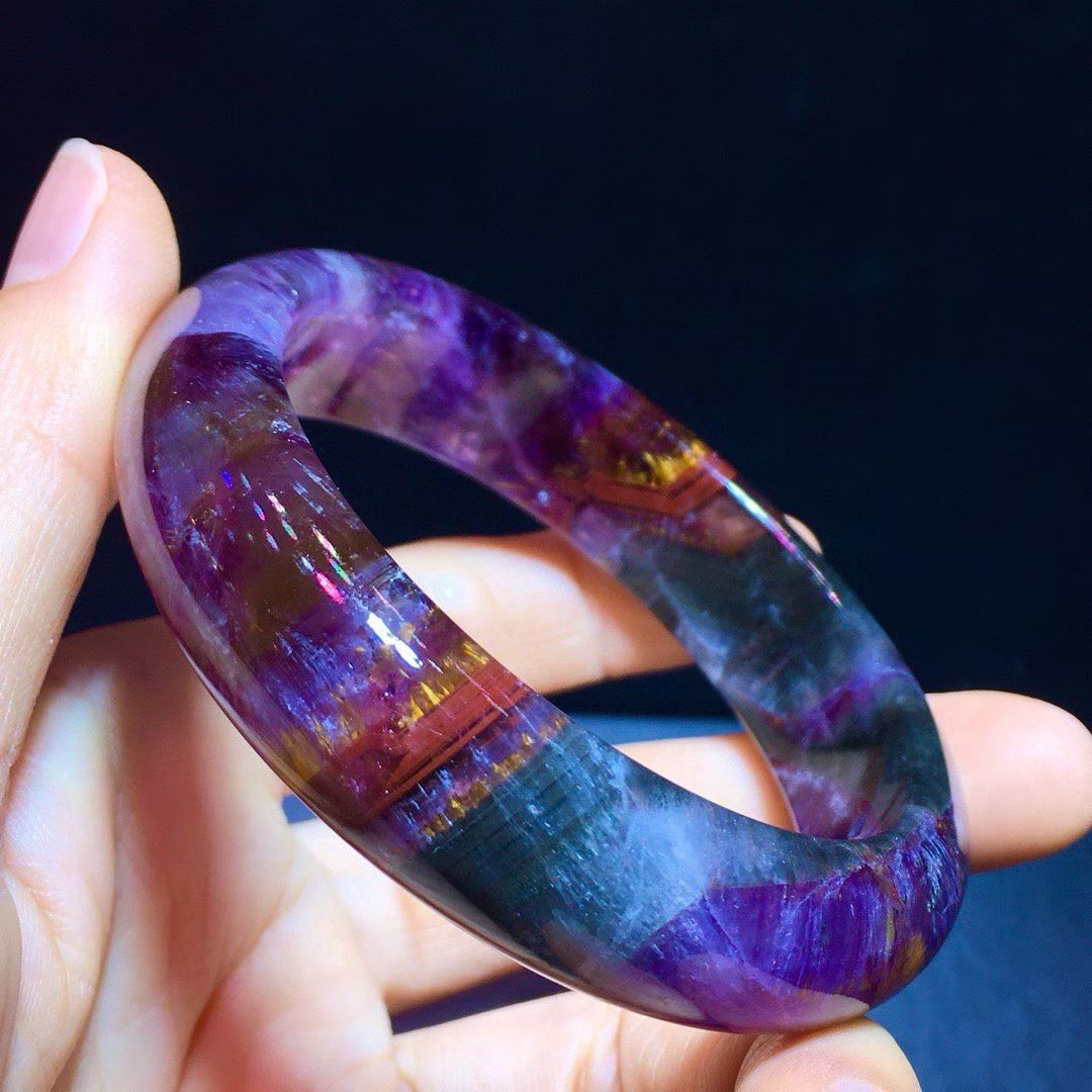 59*15.3*9MM Gem Natural Aurora 23 Rutilated quartz crystal energy bracelet