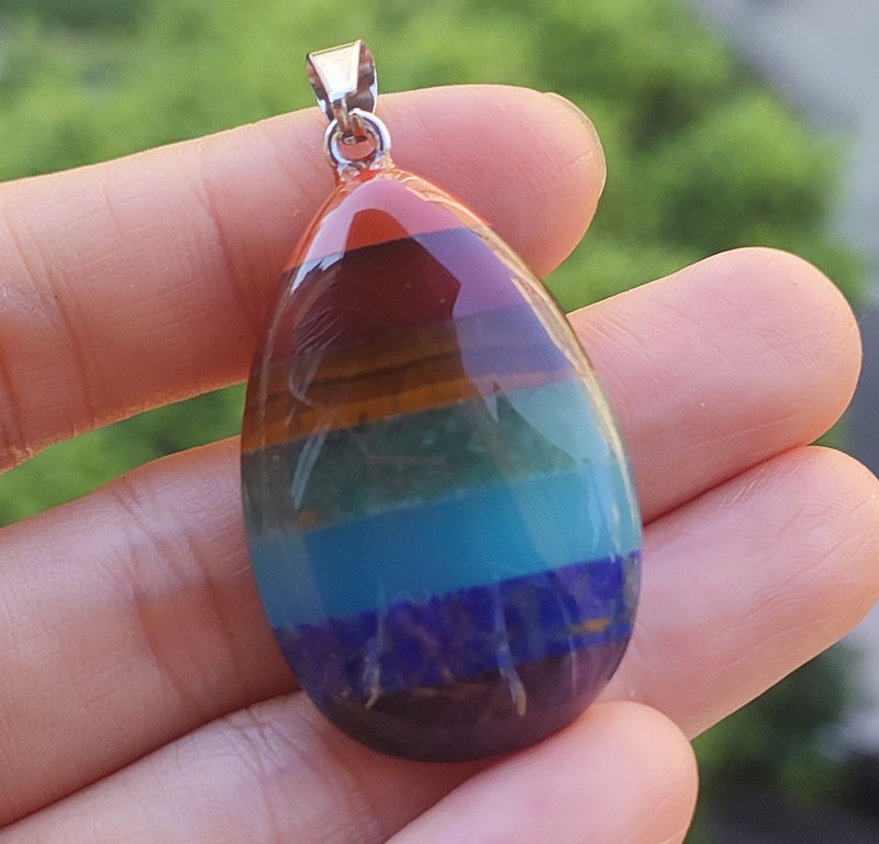 5pcs Natural Crystal Orgonite Pendant 7 Chakra Healing Talisman Women Men Amulet