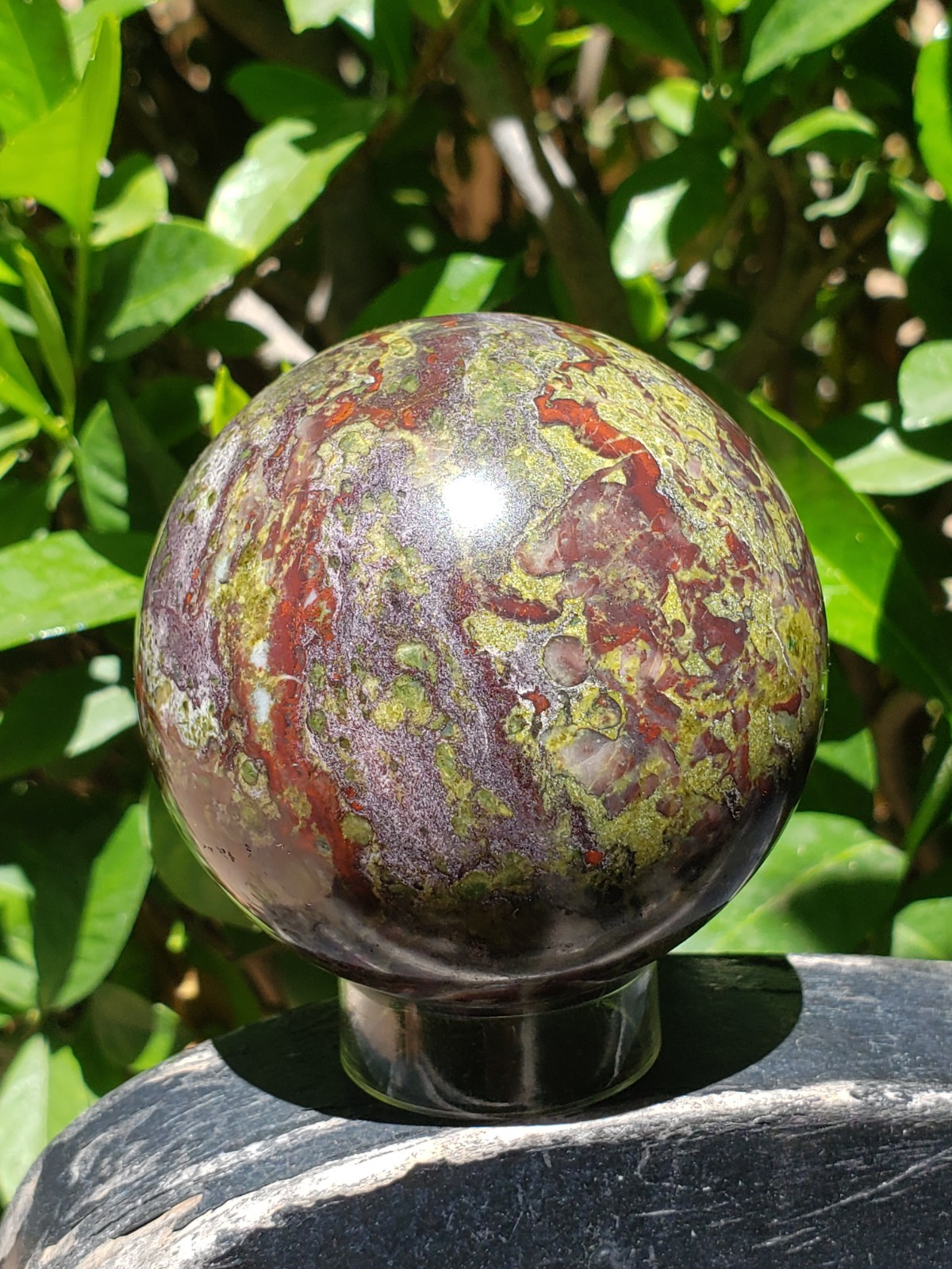 2.56″ Dragon’s Blood Stone Jasper Quartz Mineral Crystal Sphere Ball Orb, 444g