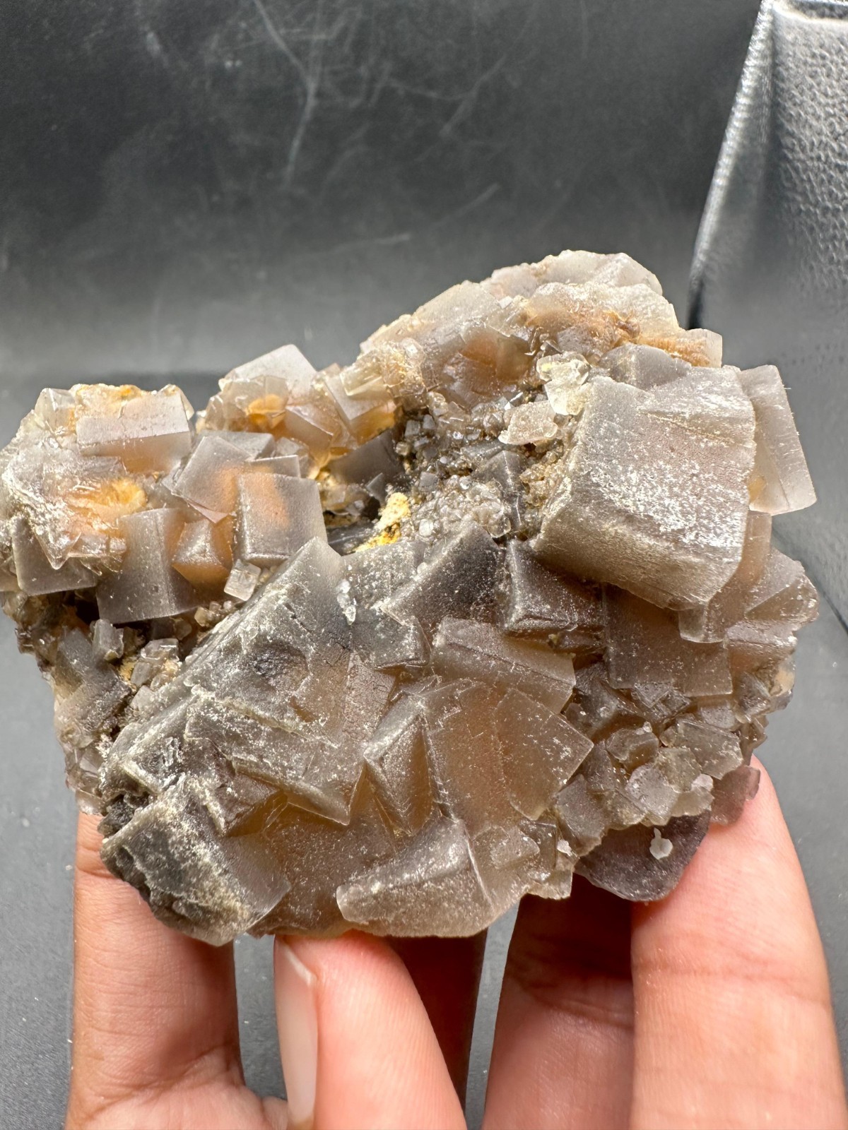 100g Natural Grey Fluorite Crystal with Yellow Inclusions Rare Crystal Mineral