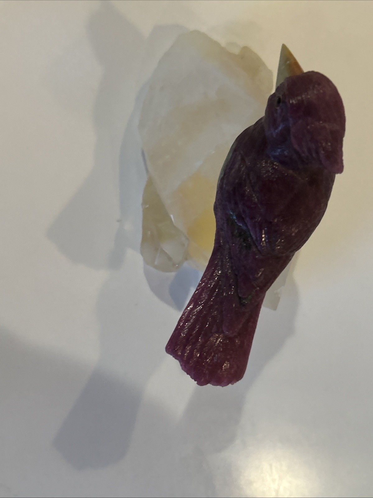 Vtg Divine Messengers Red Ruby Rubin 924 Ct Cardinal /Quartz Crystal Base As is