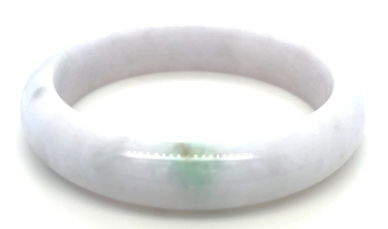 “Type A Burmese Jadeite Bangle White Half Moon 57.4mm”