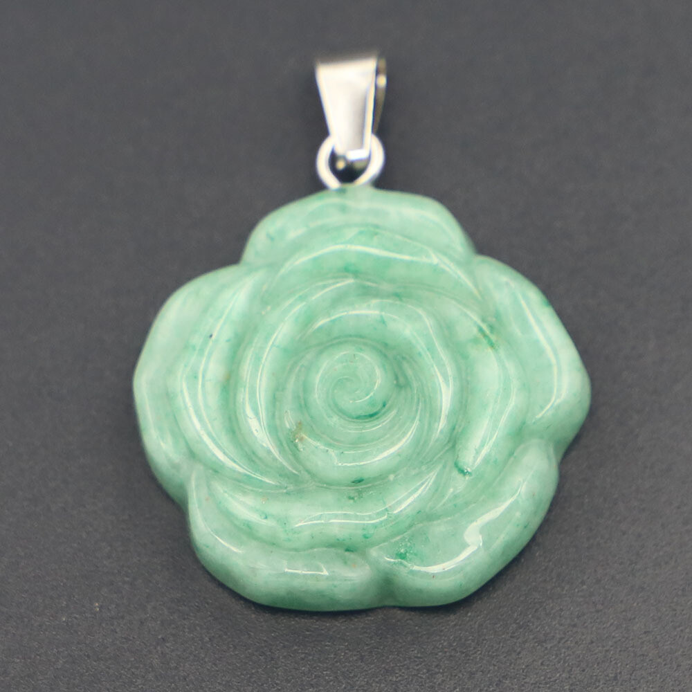 Natural gemstone crystal carved rose pendant Fashion Gift Healthy Healing