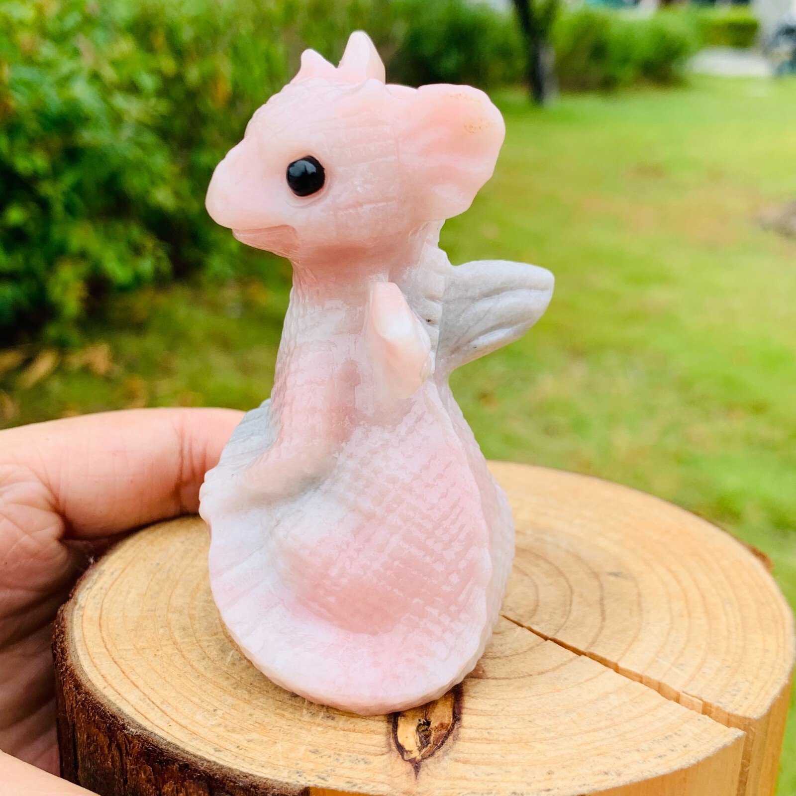 Natural pink opal Carved pterosaur Quartz Crystal Reiki Healing Gift random del