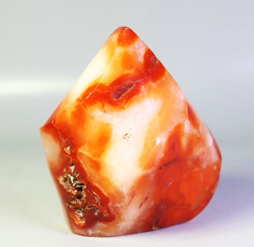 370g Natural Red Orange Carnelian Agate Stone Quartz Crystal Flame Freeform