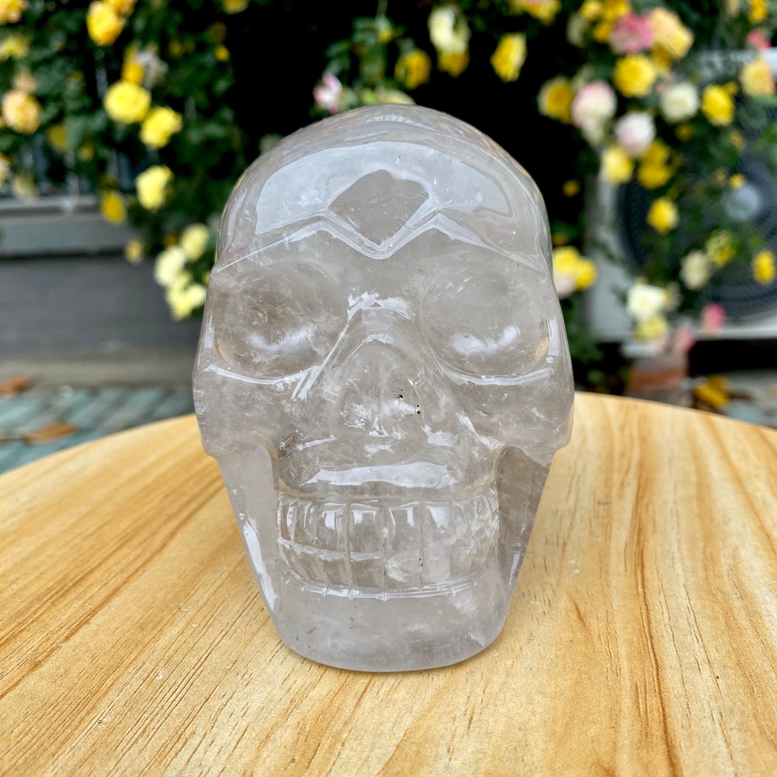 2.64LB TOP! White melting quartz hand carved crystal skull gem reiki healing