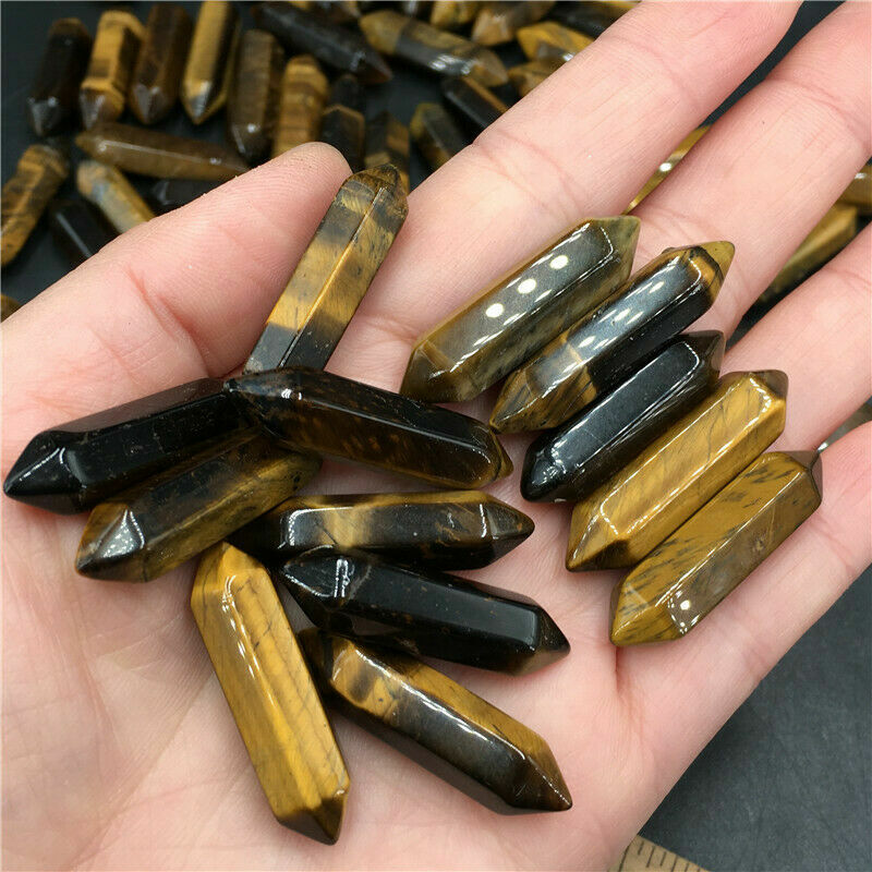 Tiger’s Eye Obelisk natural quartz crystal wand point healing 10pcs