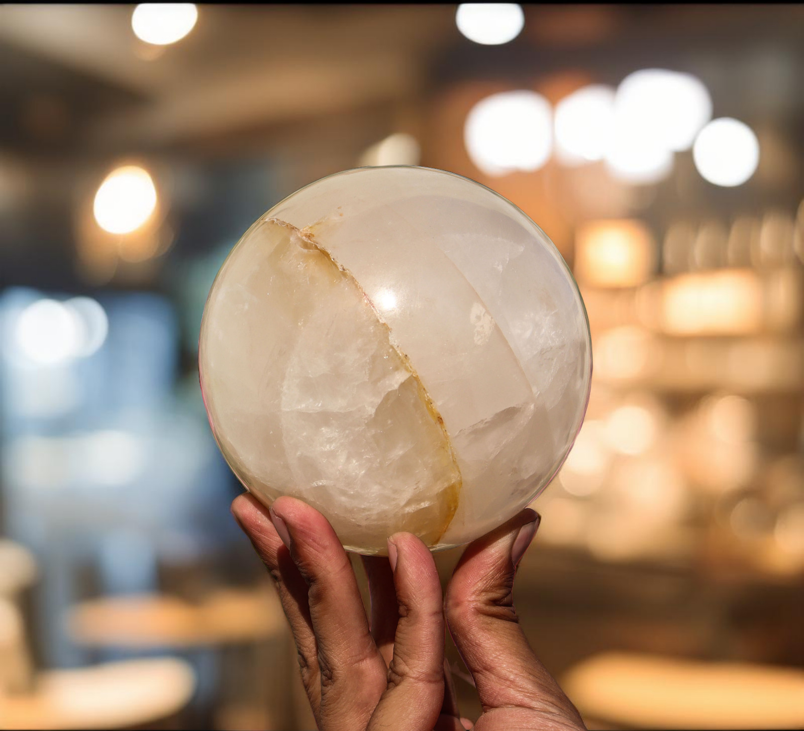 Petalite Quartz Crystal Sphere – 11cm Healing Reiki Energy Stone Ball for Chakra