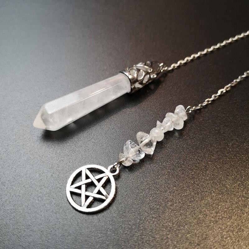 White Quartz Crystal Pendulum Dowsing Divination Pendant Spiritual Pendulos