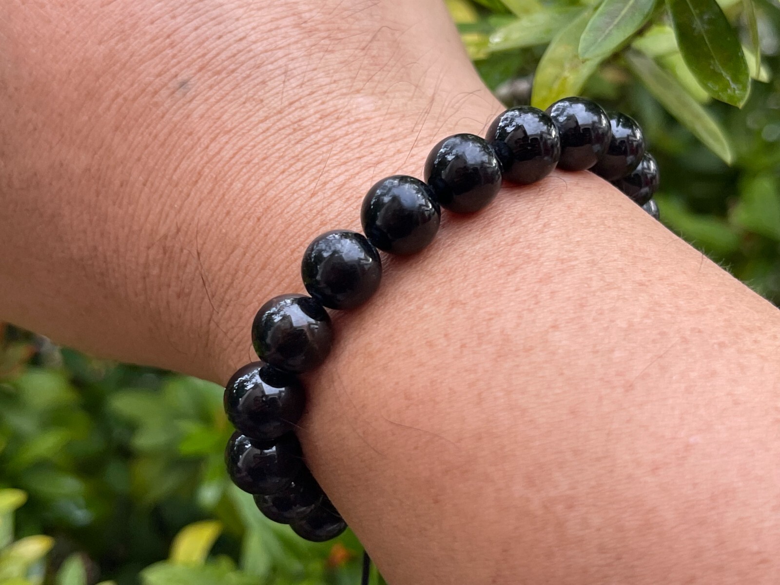 Grade A++Black Tourmaline Crystal Adjustable Bead Bracelet 10mm,Genuine Bracelet