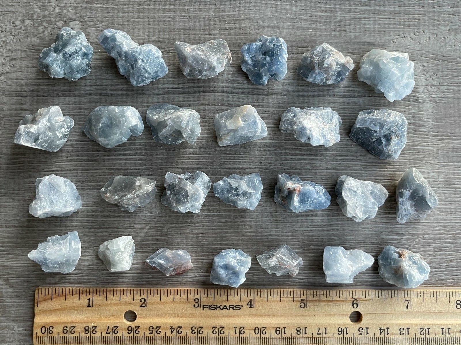 Small Blue Calcite Rough Stones, 0.75″-1.25″ Raw Calcite Blue Chips, Bulk Lot