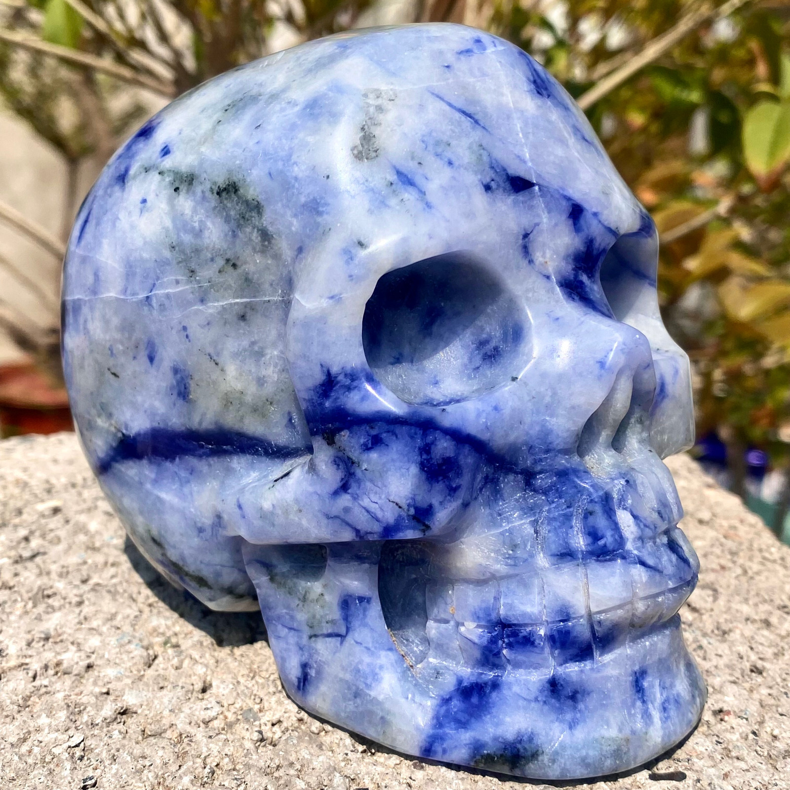 2.49LB Natural blue patterned stone, crystal skull, spiritual healing
