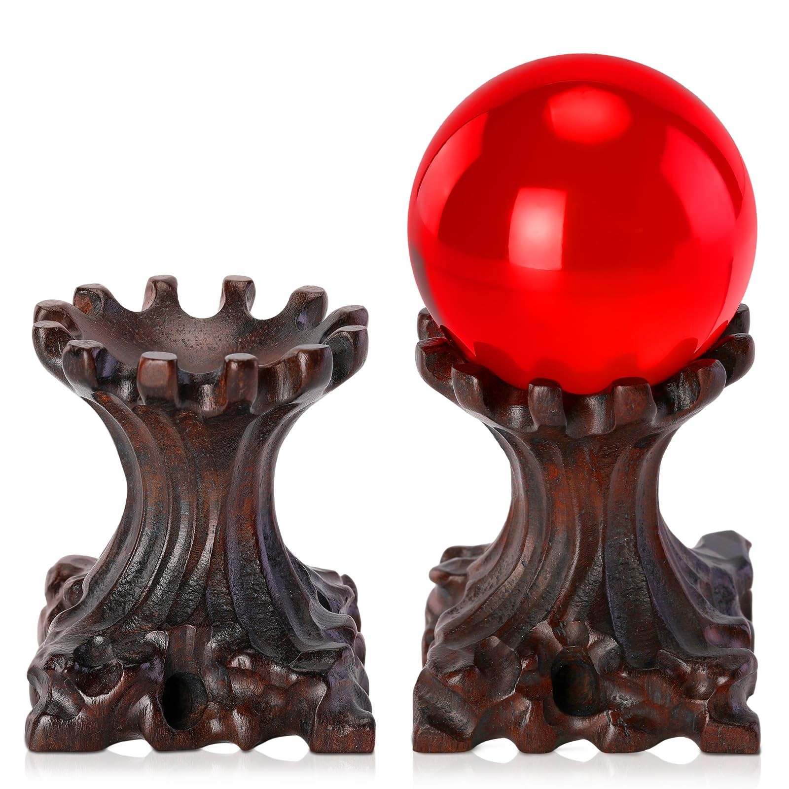 2 Pack Crystal Display Stand Sphere Holder, Wooden Crystal Egg Quartz Display…