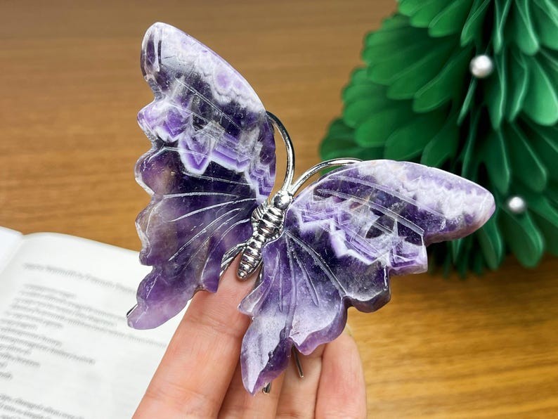 3.6” Natural carved Dream amethyst butterfly reiki collect decor heal gift 1pc