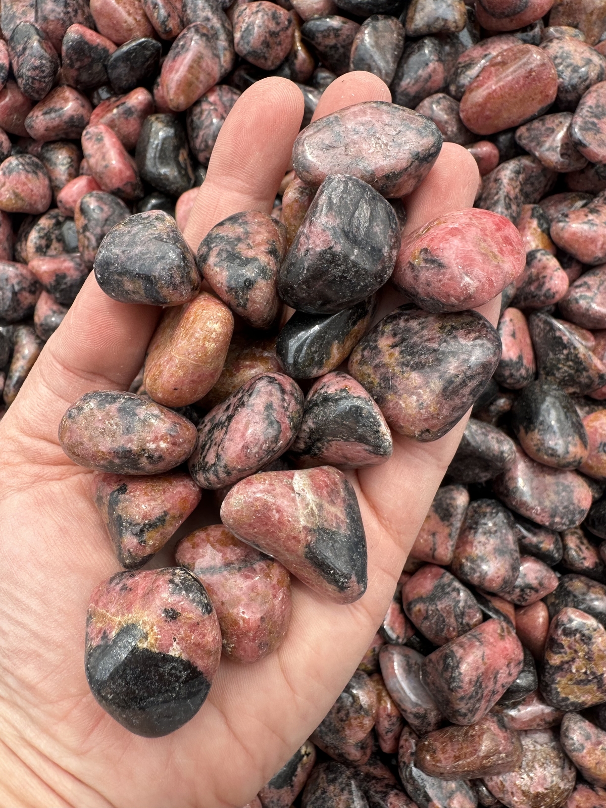 Rhodonite Tumbled Stone – Polished Natural Rhodonite Crystal from Mozambique