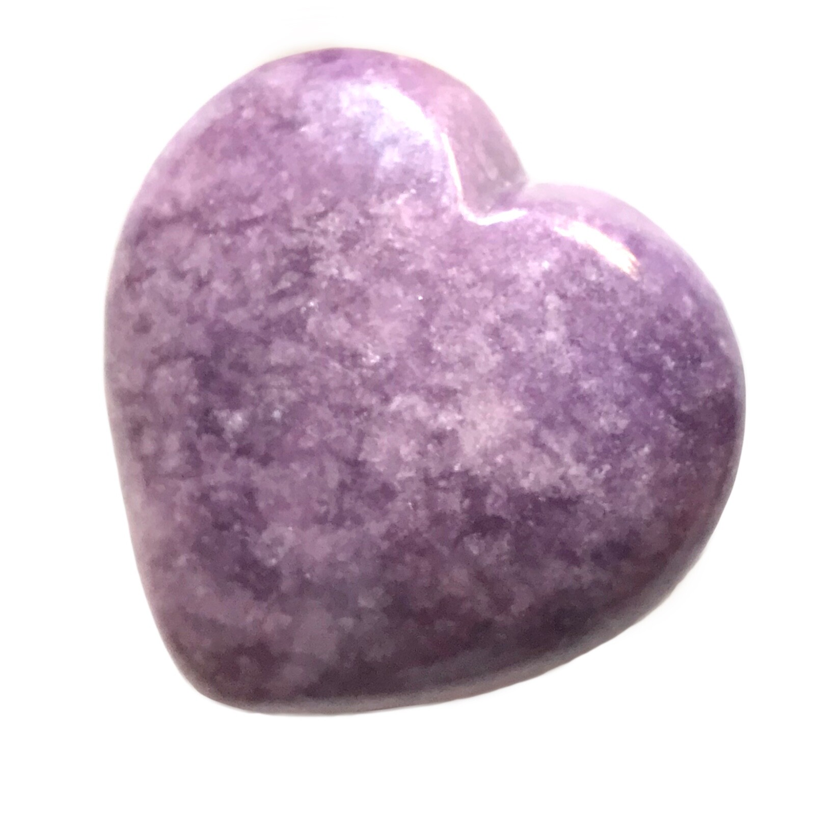 Natural Lepidolite Heart Palm Stone Rock Crystal Healing Reiki Polished Worry St
