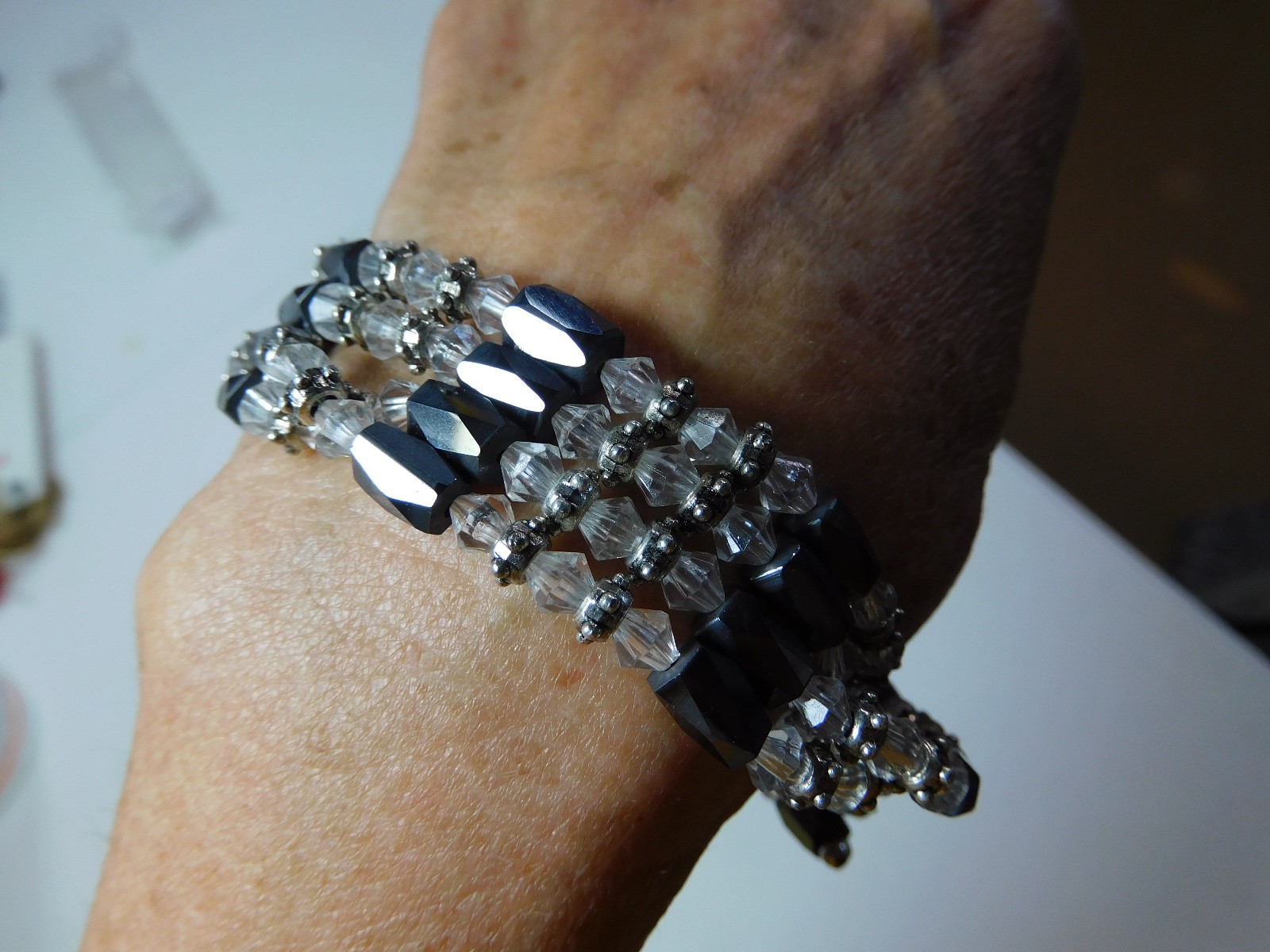 Necklace Bracelet Anklet Magnetic Hematite & Crystal Beads Magnet Therapy
