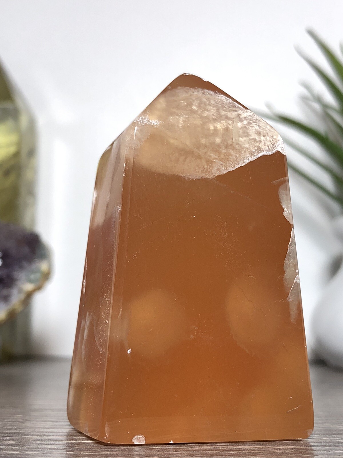 Honey Calcite Tower – Amber Orange Mineral Crystal Chakra Reiki Yoga Decor USA
